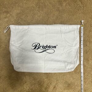 Brighton White Drawstring Logo Pouch